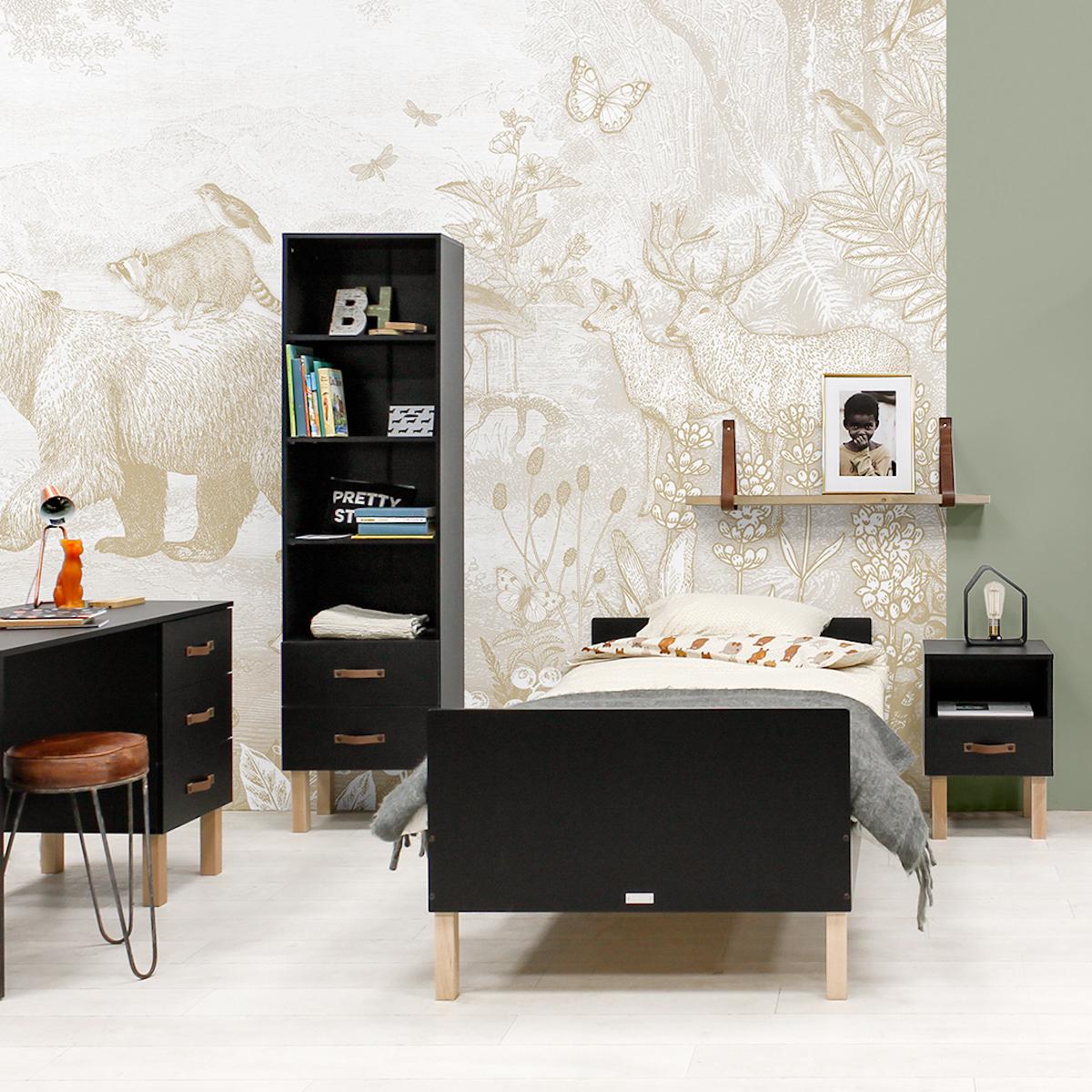 Table de nuit FLORIS Bopita Noir Mat-Naturel