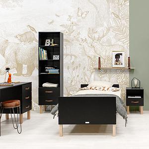 Table de nuit FLORIS Bopita Noir Mat-Naturel