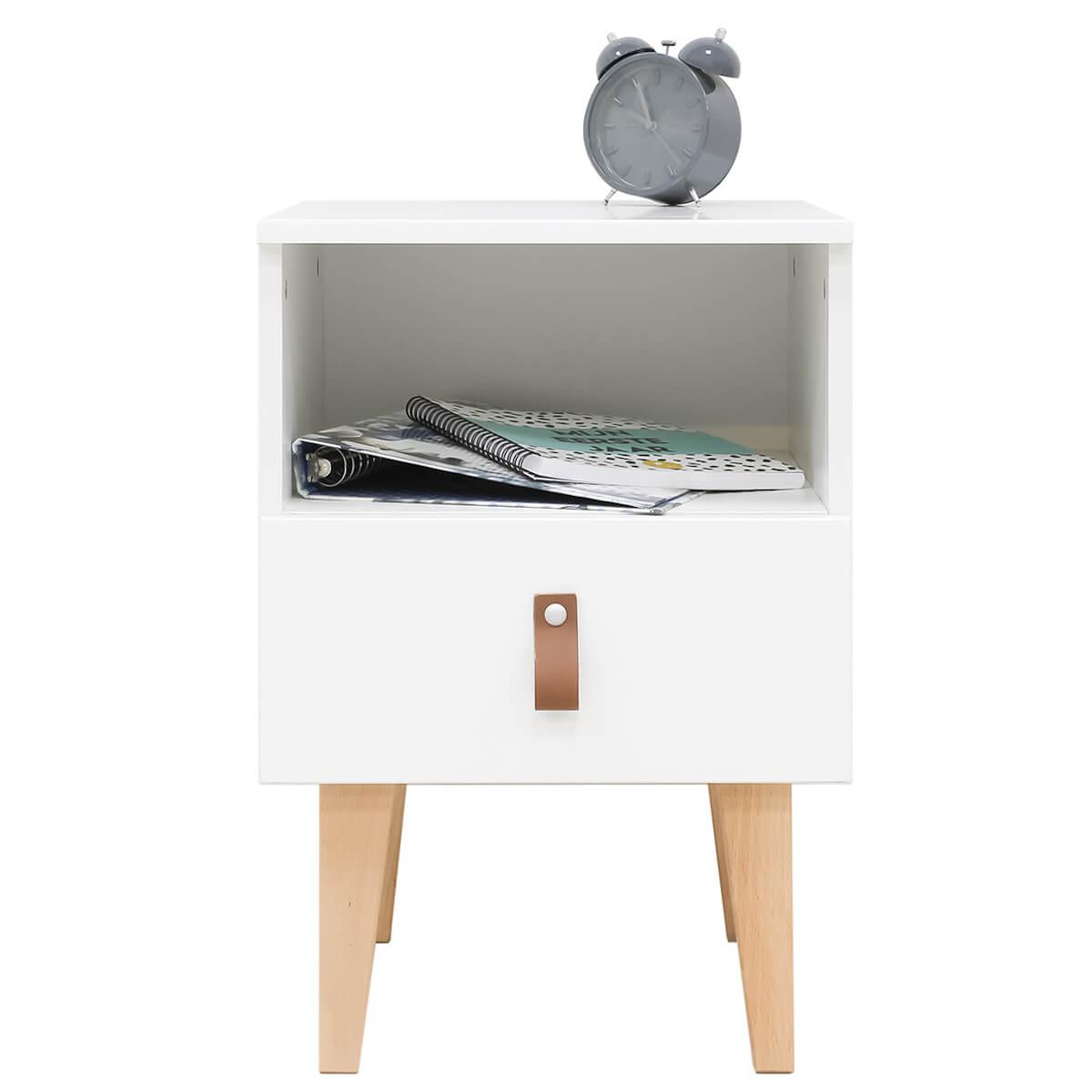 Table de nuit INDY Bopita blanc-naturel