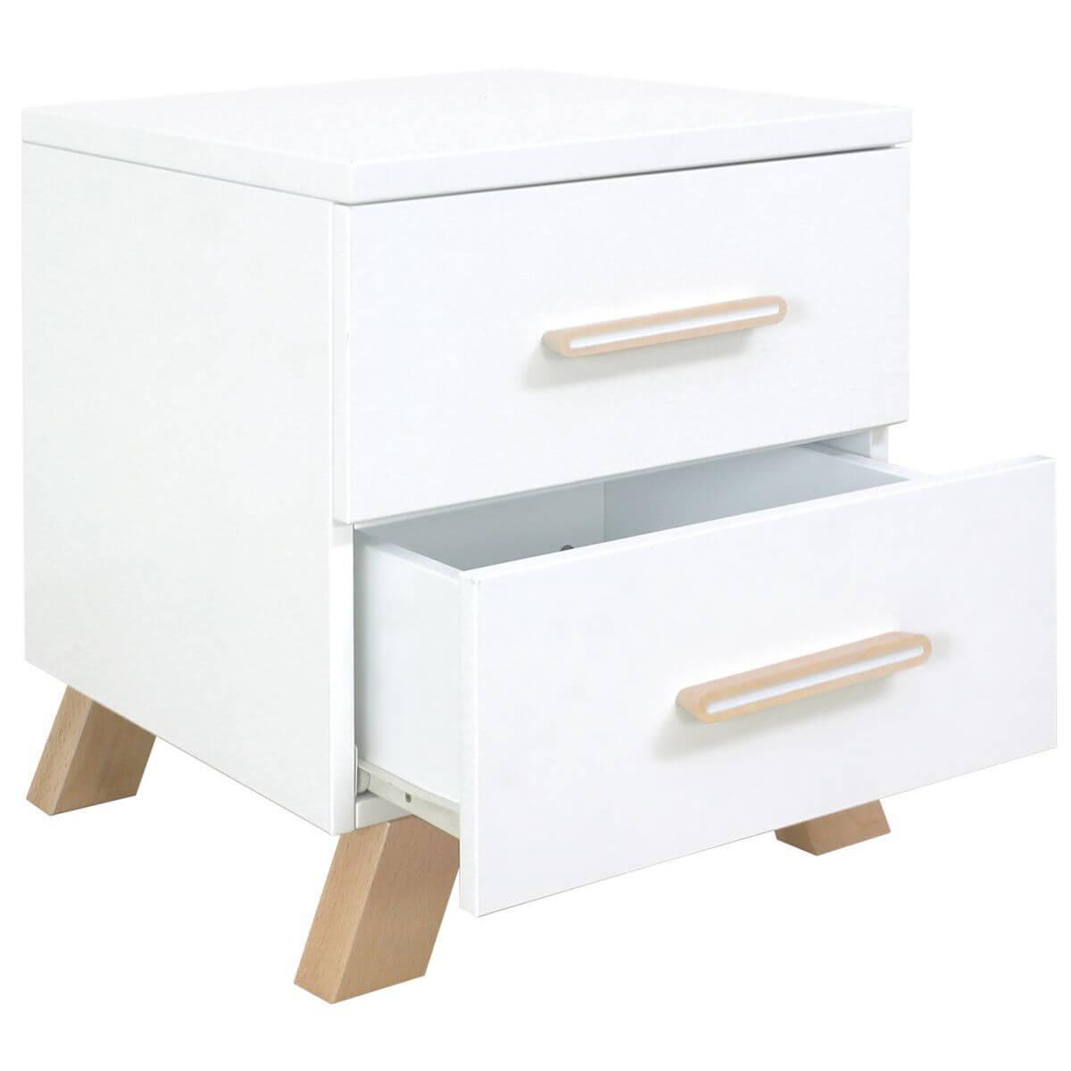 Table de nuit LISA Bopita blanc-naturel 