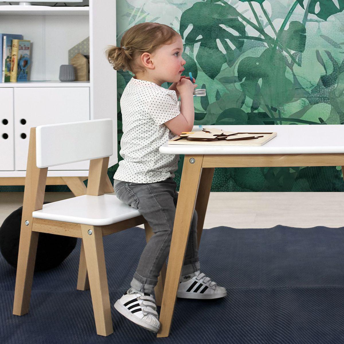 Table enfant 55x95cm IVAR Bopita blanc-naturel