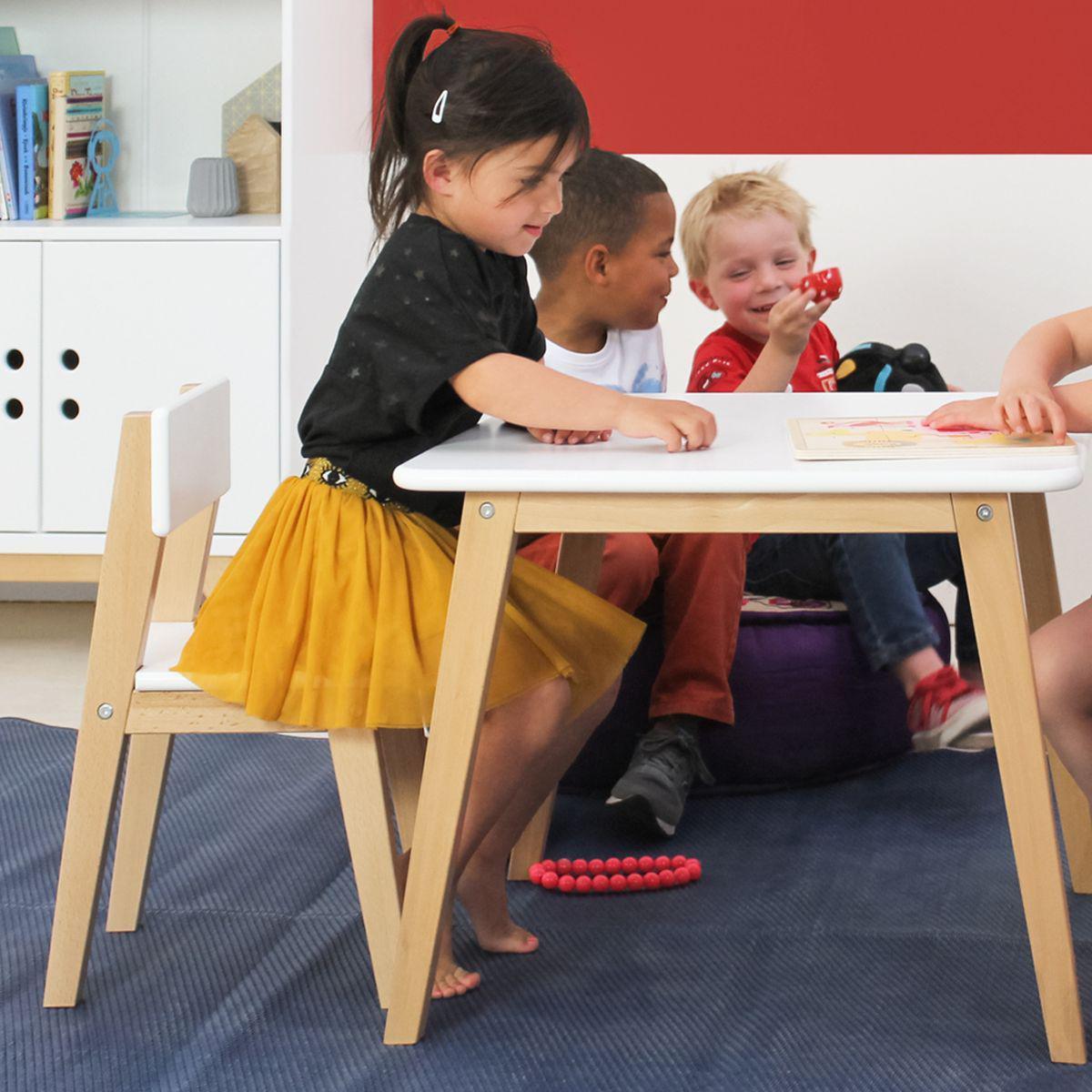 Table enfant 55x95cm IVAR Bopita blanc-naturel