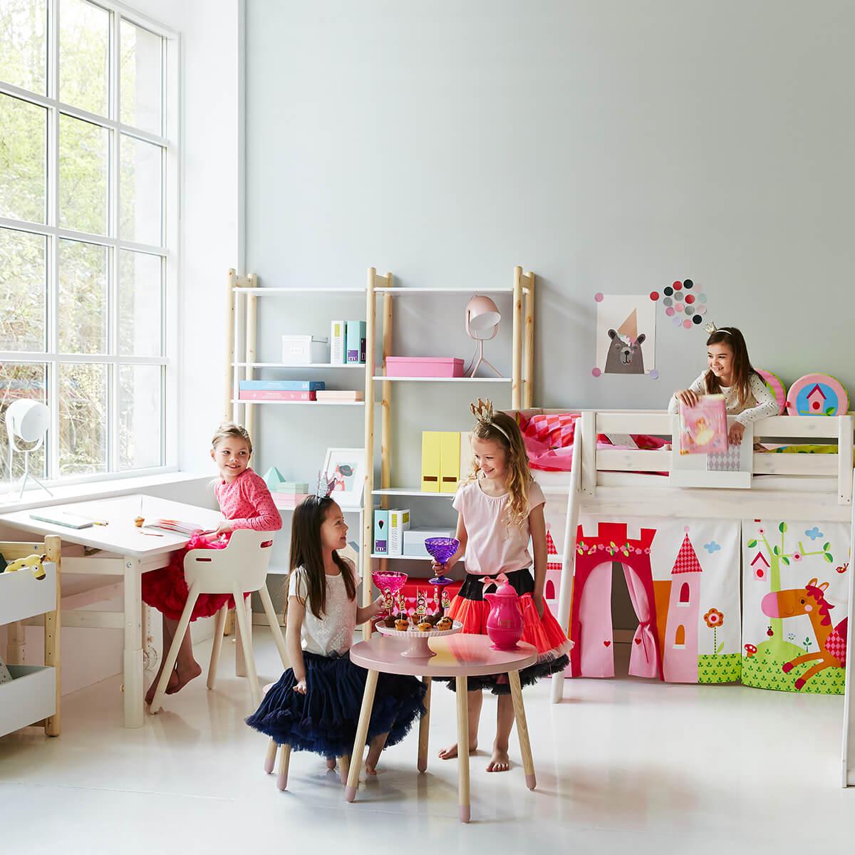 Table enfant ronde 60cm DOTS Flexa chêne-blueberry