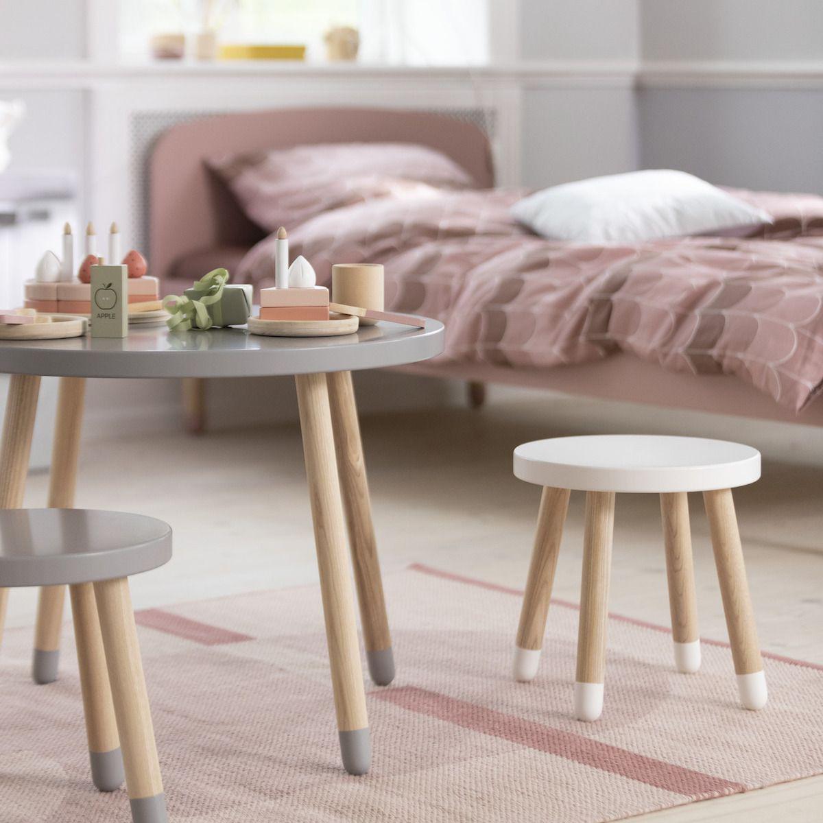 Table enfant ronde 60cm DOTS Flexa frêne bleu