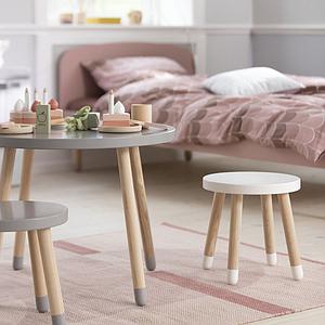 Table enfant ronde 60cm DOTS Flexa frêne bleu