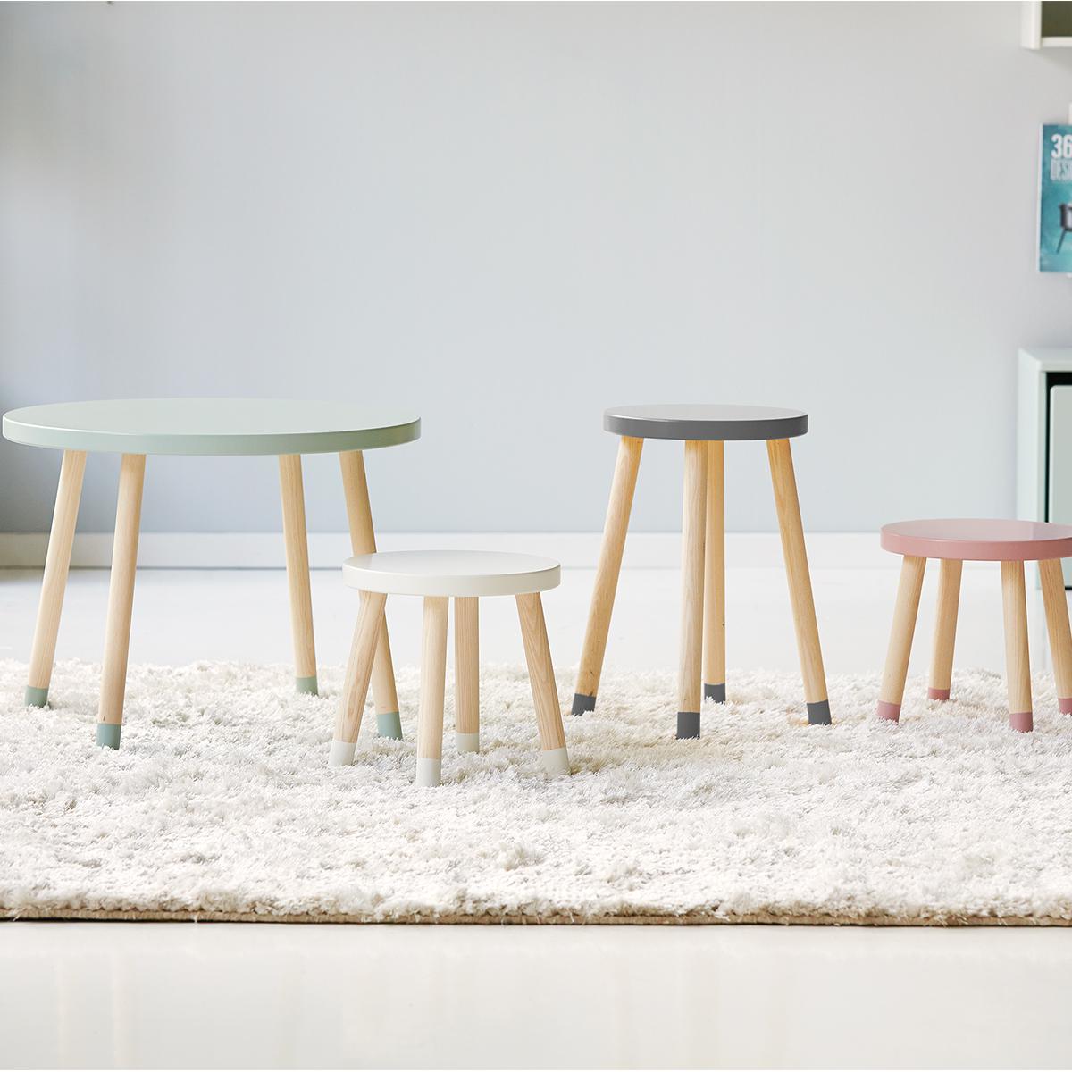 Table enfant ronde 60cm DOTS Flexa frêne-blueberry