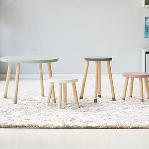 Table enfant ronde 60cm DOTS Flexa frêne-blueberry