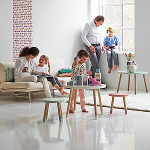 Table enfant ronde 60cm DOTS Flexa frêne-blueberry