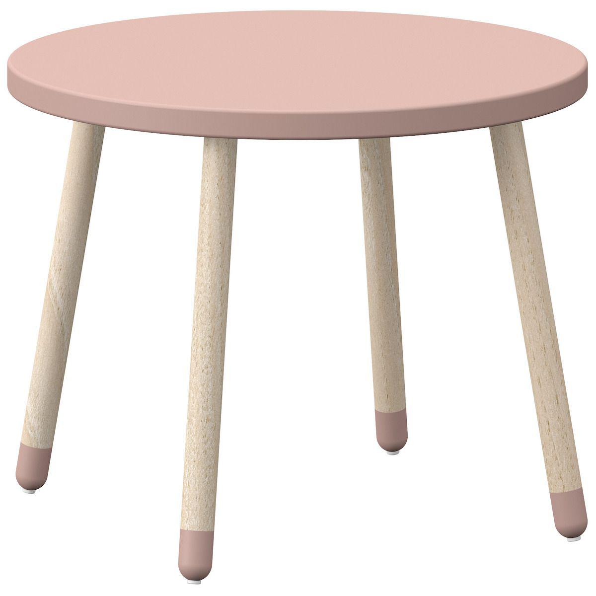 Table enfant ronde 60cm DOTS Flexa frêne rose