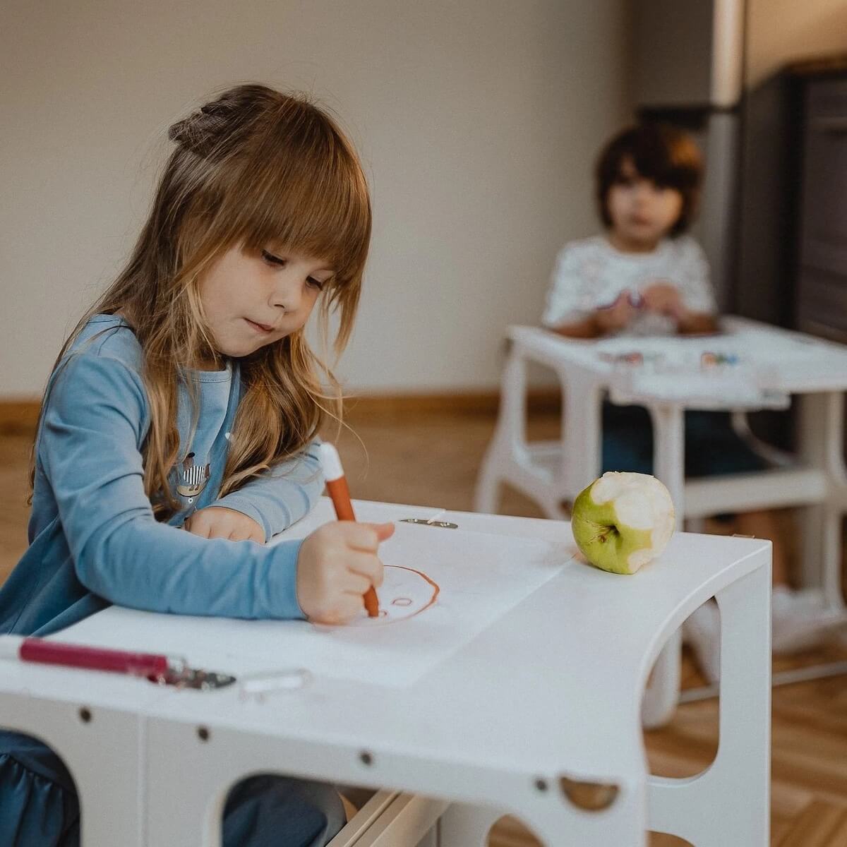 Table-tour d'appentissage STEP'n'SIT Ette Tete blanc argent