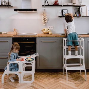 Table-tour d'appentissage STEP'n'SIT Ette Tete blanc argent