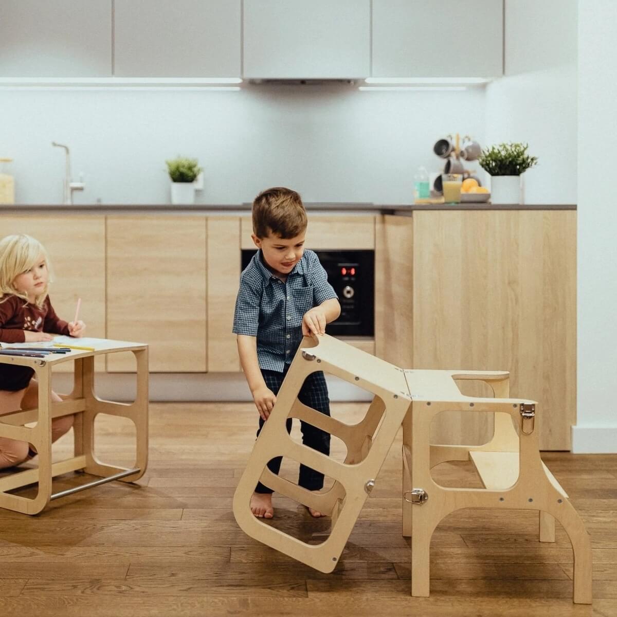 Table-tour d'appentissage STEP'n'SIT Ette Tete bois argent