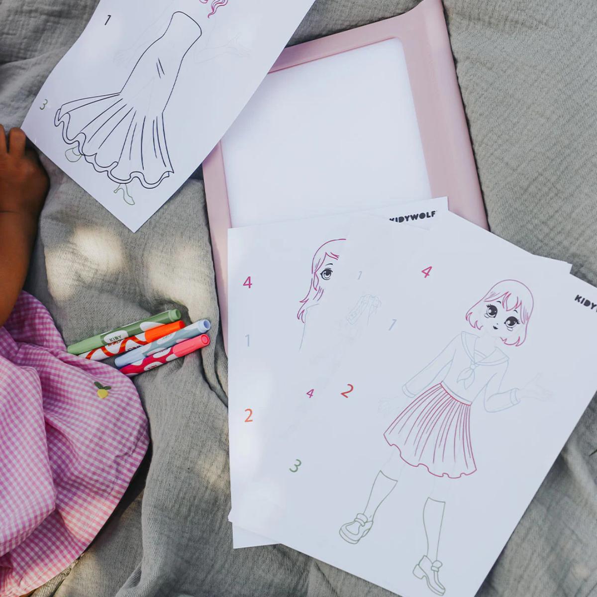 Tablette portable 2en1 A4 KIDYDRAW-PRO Kidywolf pink