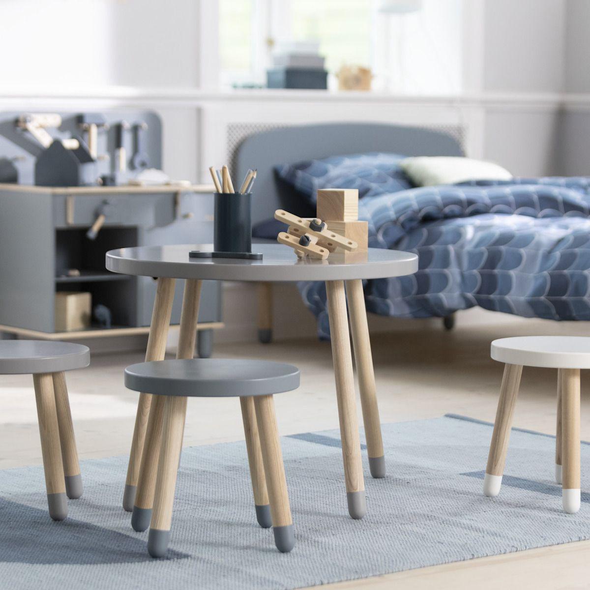 Tabouret enfant 30cm DOTS Flexa frêne-bleu