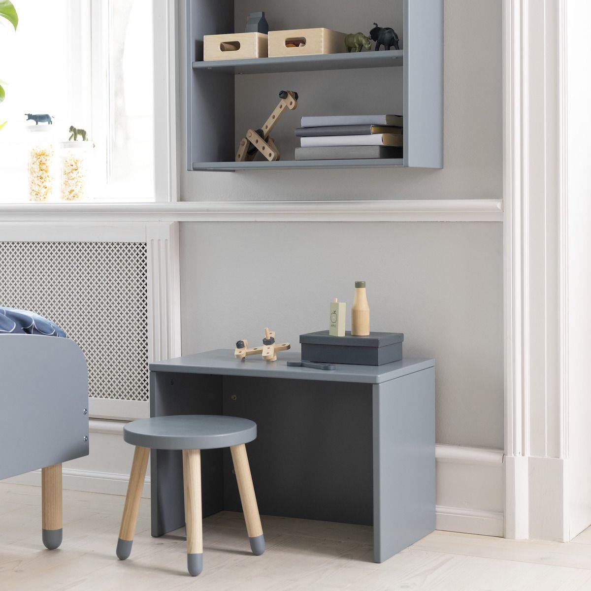 Tabouret enfant 30cm DOTS Flexa frêne-bleu