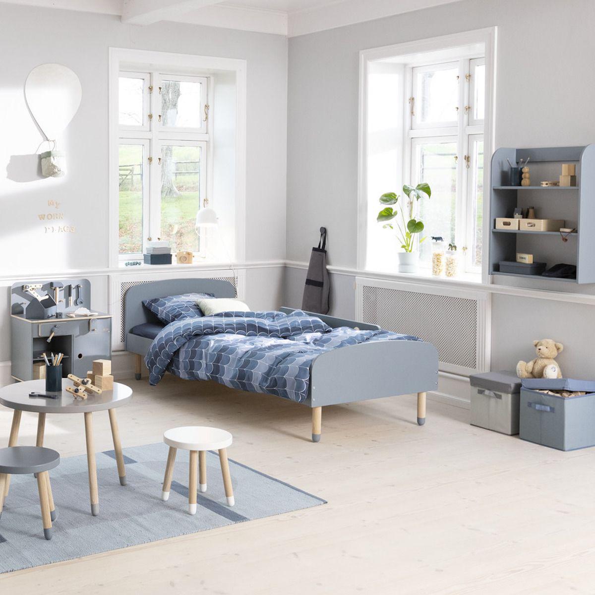 Tabouret enfant 30cm DOTS Flexa frêne-bleu