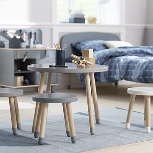 Tabouret enfant 30cm DOTS Flexa frêne-bleu