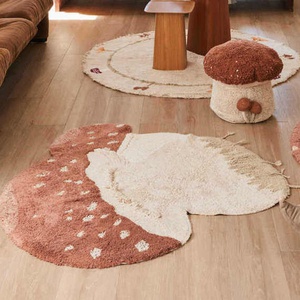 Tapis 120x120cm BOLETUS Lorena Canals Natural Olive Chestnut Ivory