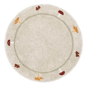 Tapis round 140cm CHANTERELLE Lorena Canals Natural Olive Honey Ivory Burgundy Toffee