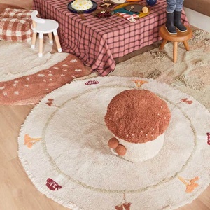 Tapis round 140cm CHANTERELLE Lorena Canals Natural Olive Honey Ivory Burgundy Toffee