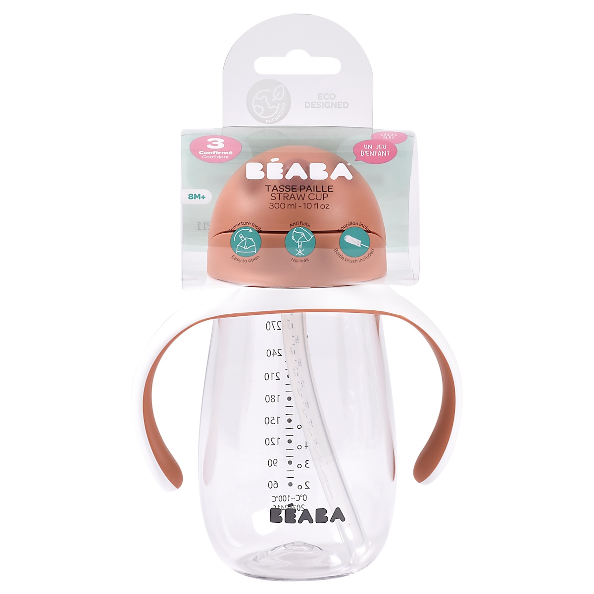 Tasse paille 300ml Beaba terracota