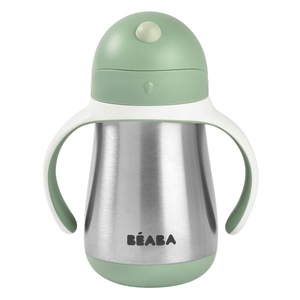 Tasse paille inox 250ml Beaba vert sauge