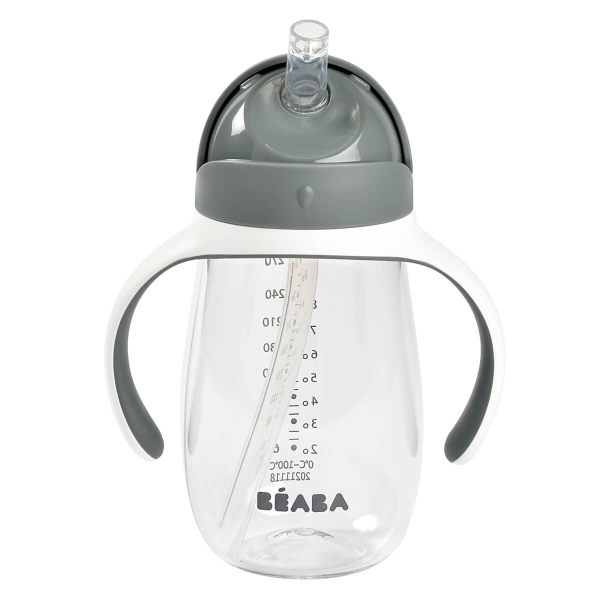 Taza con pajita 300ml Beaba gris mineral