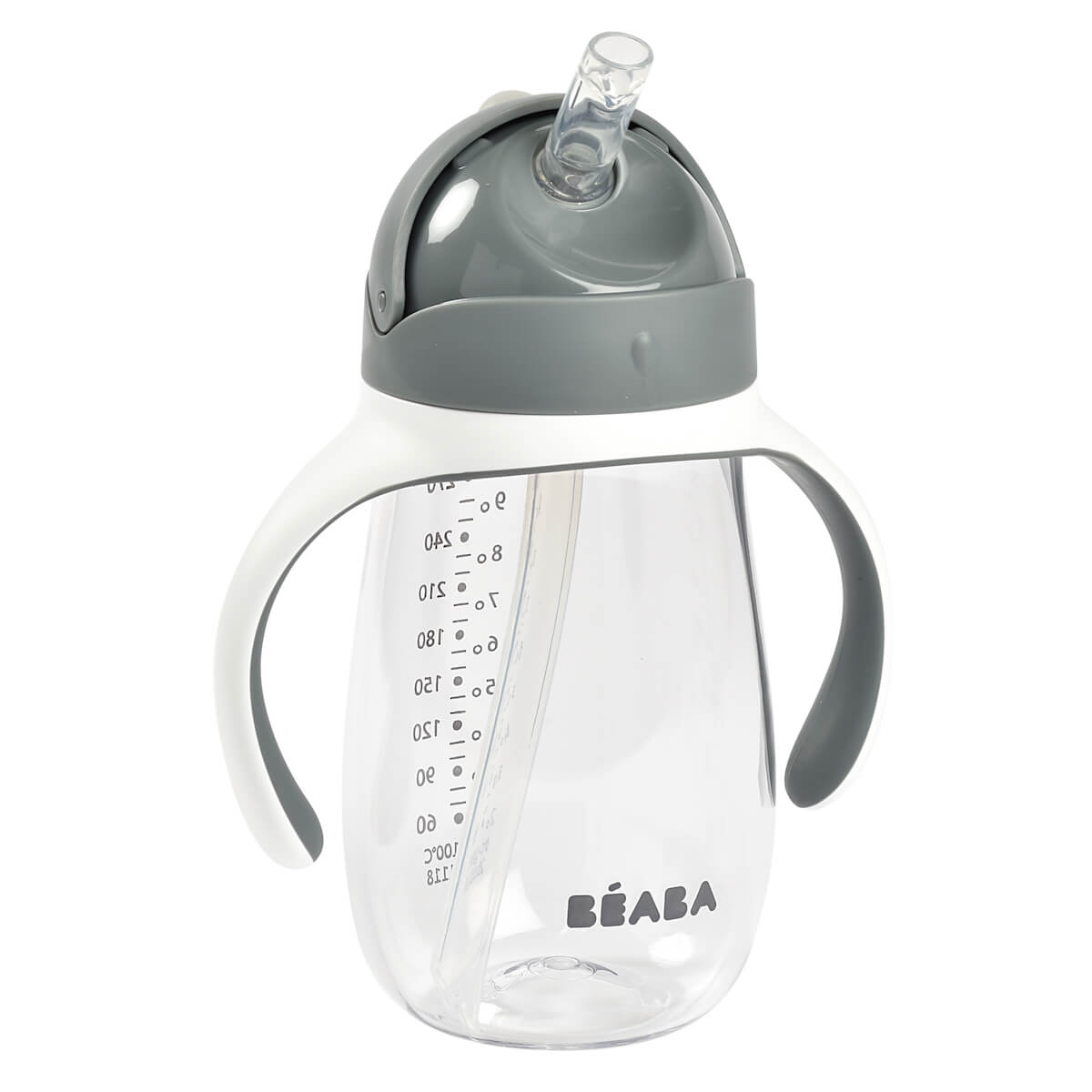 Taza con pajita 300ml Beaba gris mineral