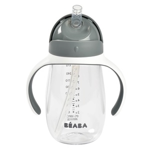 Taza con pajita 300ml Beaba gris mineral