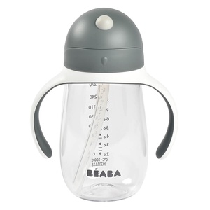 Taza con pajita 300ml Beaba gris mineral