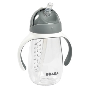 Taza con pajita 300ml Beaba gris mineral