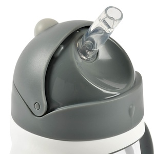 Taza con pajita 300ml Beaba gris mineral
