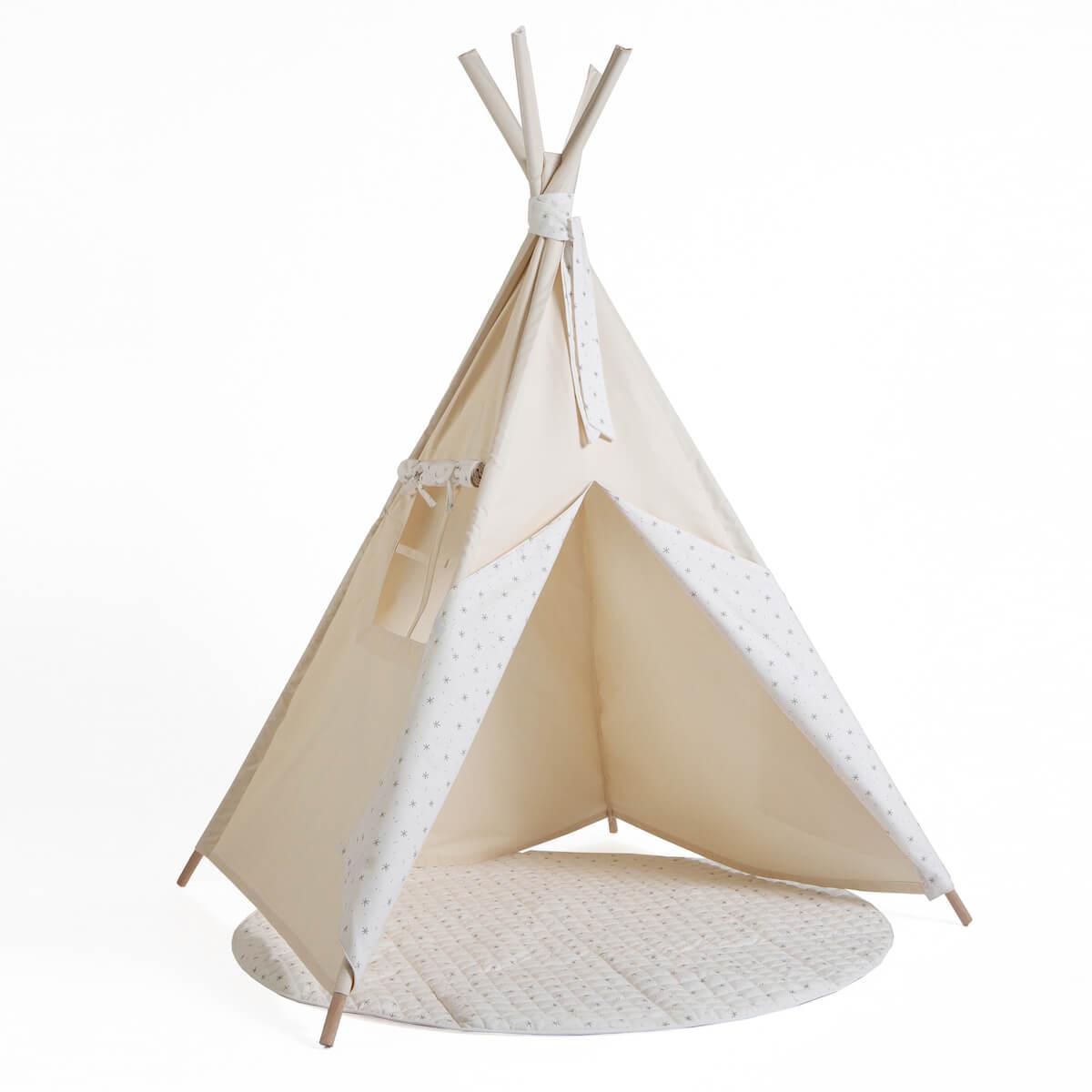 Tipi enfant beige STARS blanc