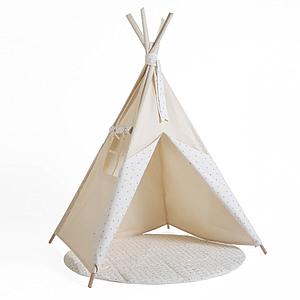 Tipi enfant beige STARS blanc