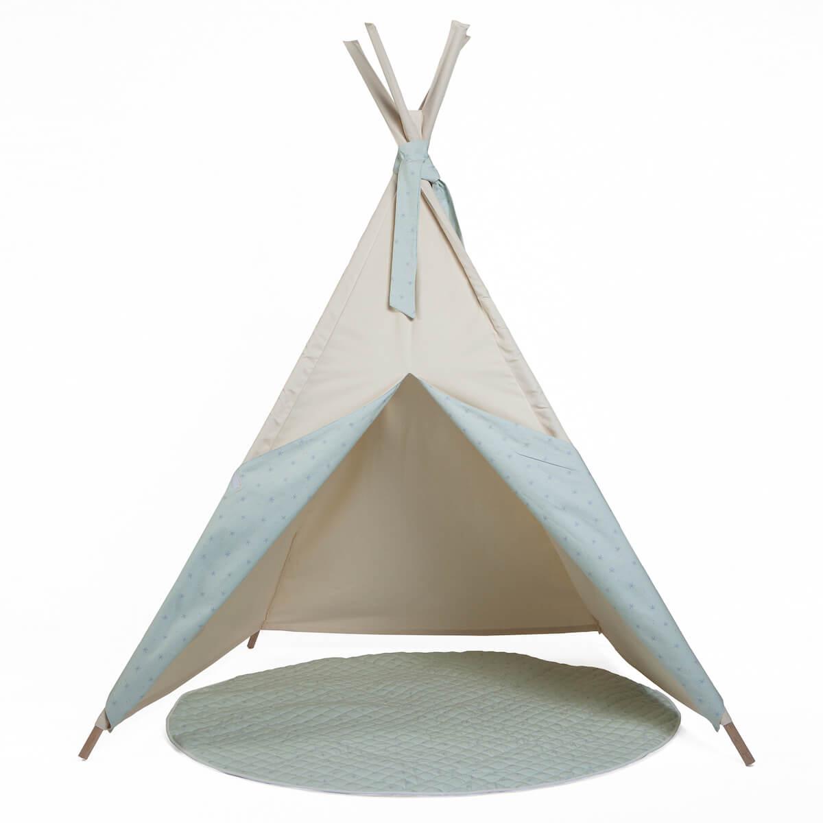 Tipi enfant beige STARS vert