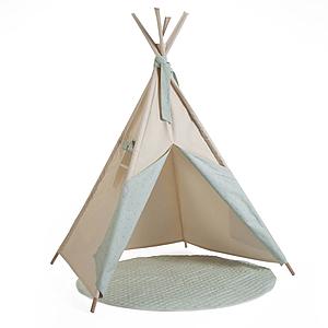 Tipi enfant beige STARS vert