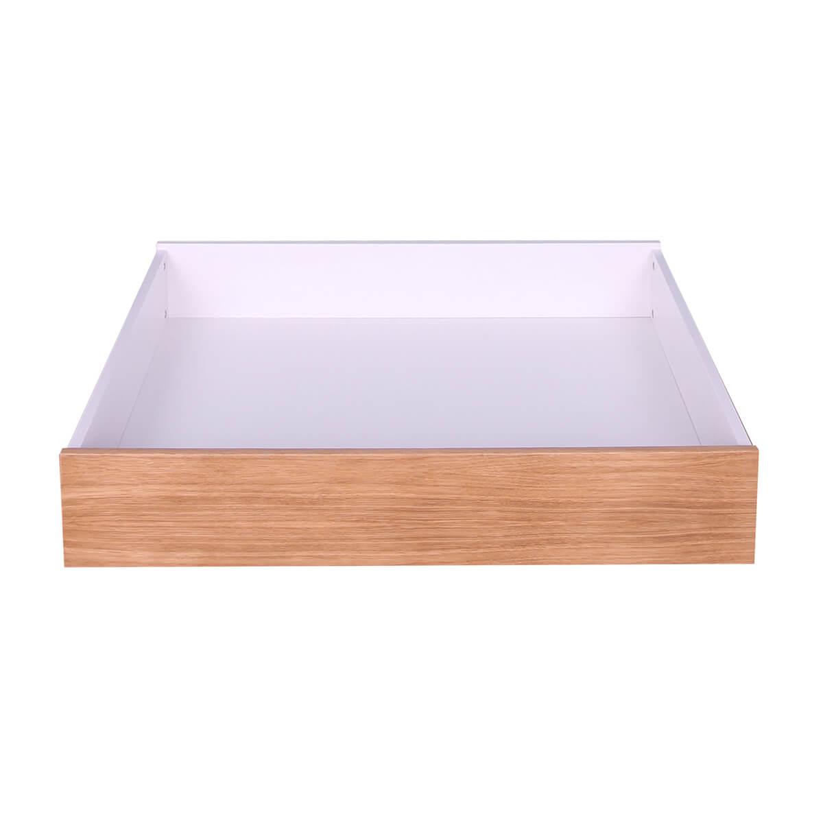 Tiroir lit KASVA Mdf blanc lacqué-Multiplex chêne plaqué