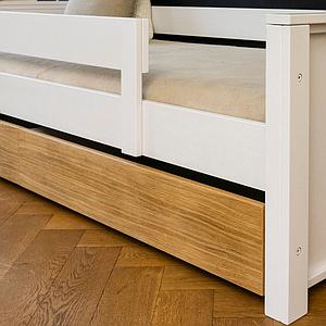 Tiroir lit KASVA Mdf blanc lacqué-Multiplex chêne plaqué