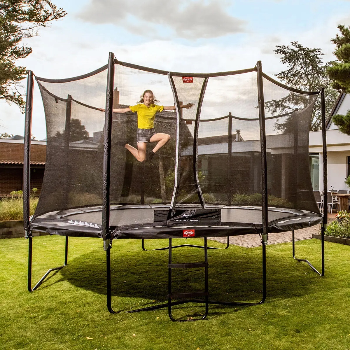 Trampoline 200cm Regular FAVORIT + Safety Net Comfort Berg grey