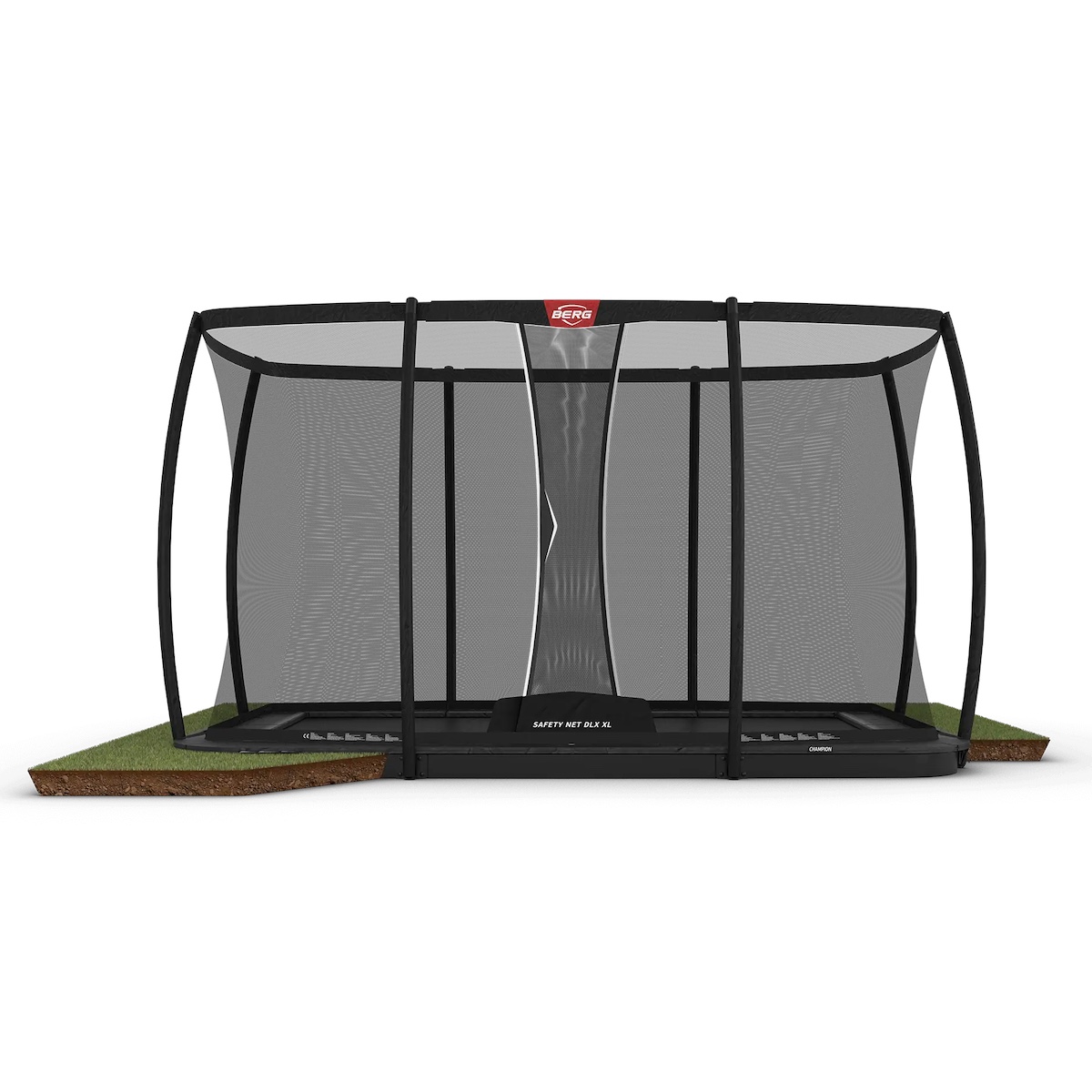 Trampoline 410cm FlatGround ULTIM CHAMPION + Safety Net Deluxe XL Berg grey
