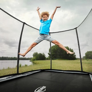 Trampoline 410cm FlatGround ULTIM CHAMPION + Safety Net Deluxe XL Berg grey