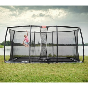Trampoline 410cm FlatGround ULTIM CHAMPION + Safety Net Deluxe XL Berg grey