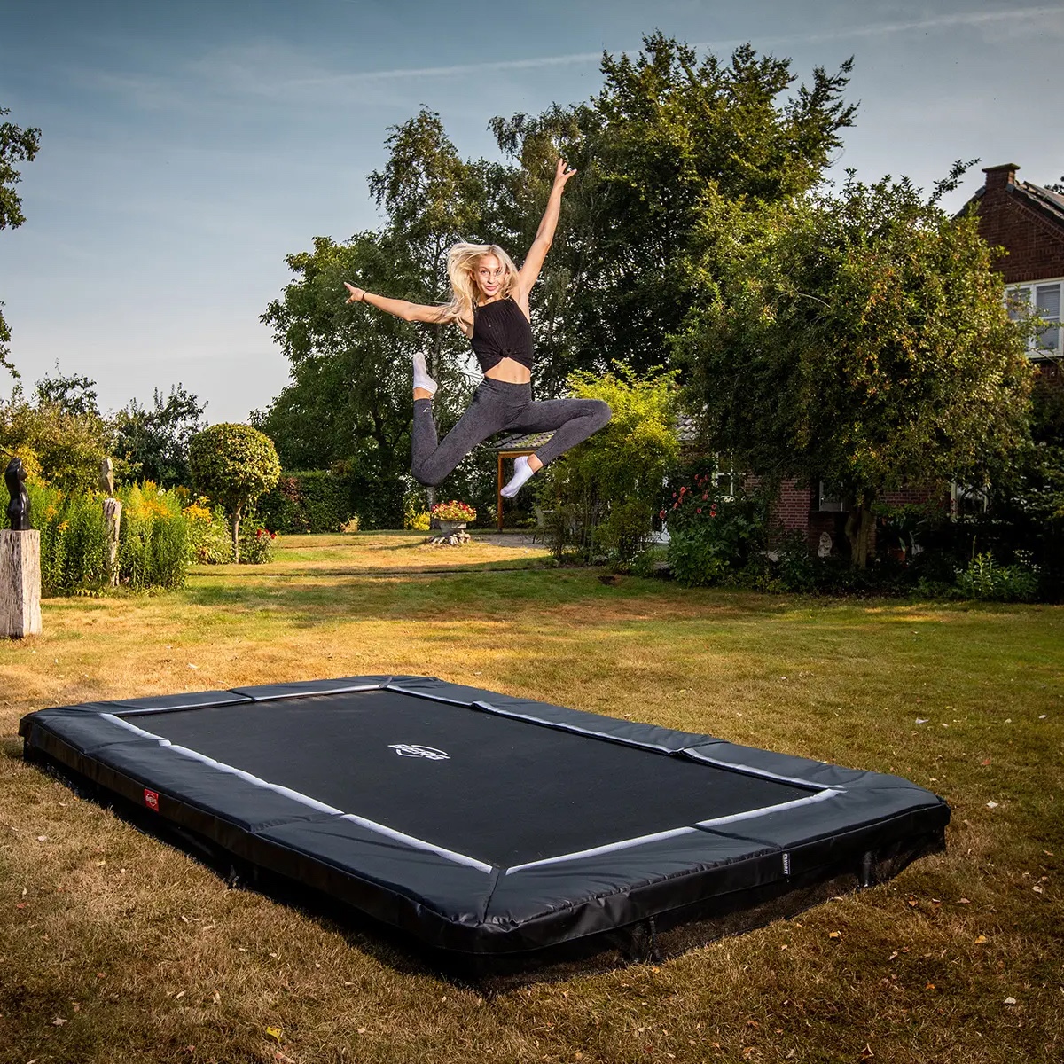 Trampoline 410cm InGround ULTIM FAVORIT + Safety Net Comfort Berg grey