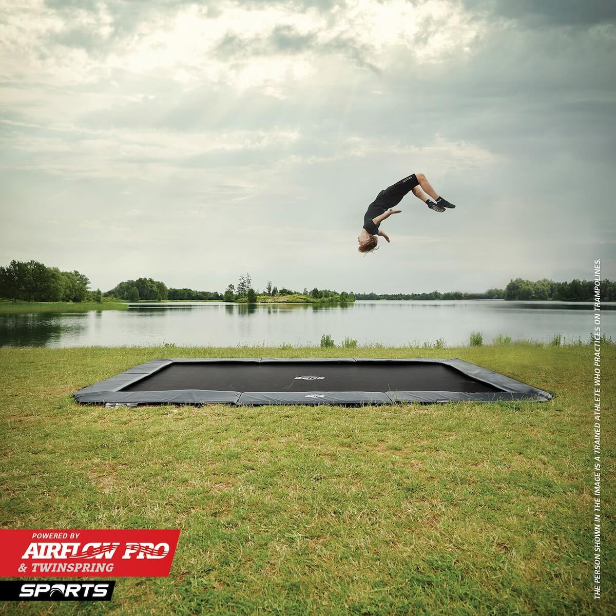 Trampoline 410cm ULTIM CHAMPION FlatGround Berg Grey