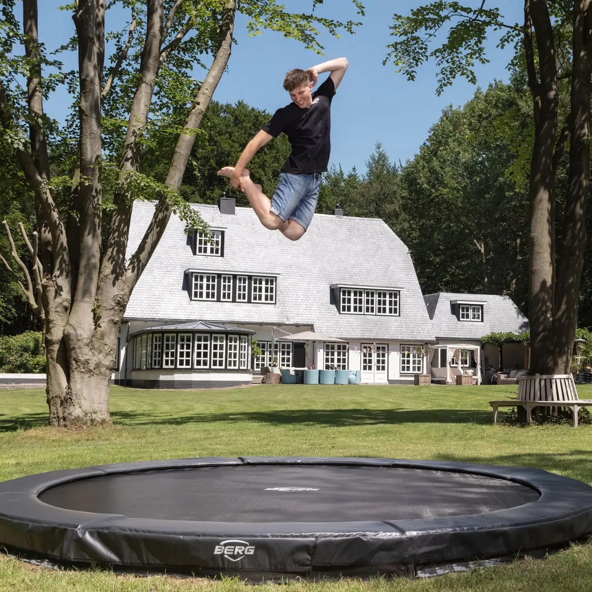 Trampoline 430cm InGround SPORTS CHAMPION Berg grey