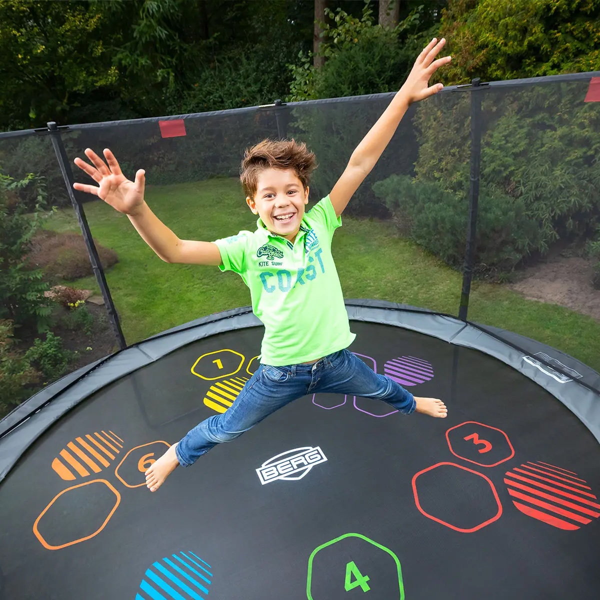 Trampoline 430cm Regular CHAMPION + Safety Net Deluxe Berg grey levels