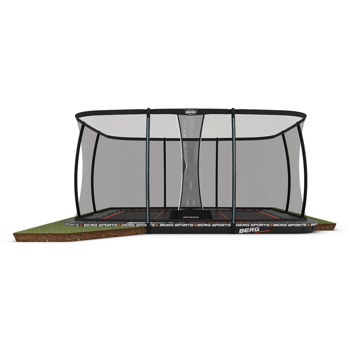 Trampoline 500cm FlatGround ULTIM PRO BOUNCER + Safety Net DLX XL Berg