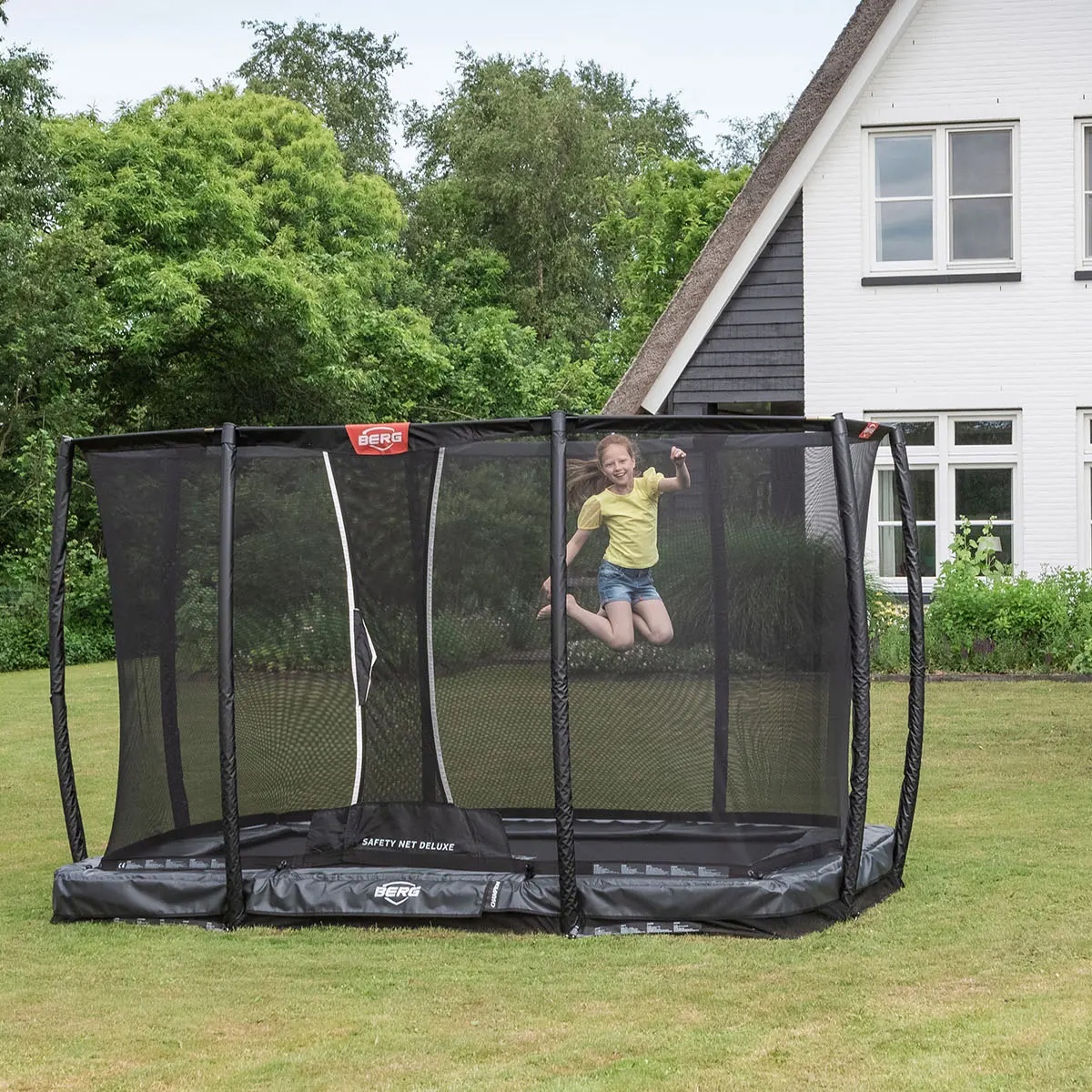 Trampoline 520cm InGround GRAND CHAMPION + Safety Net Deluxe XL Berg grey