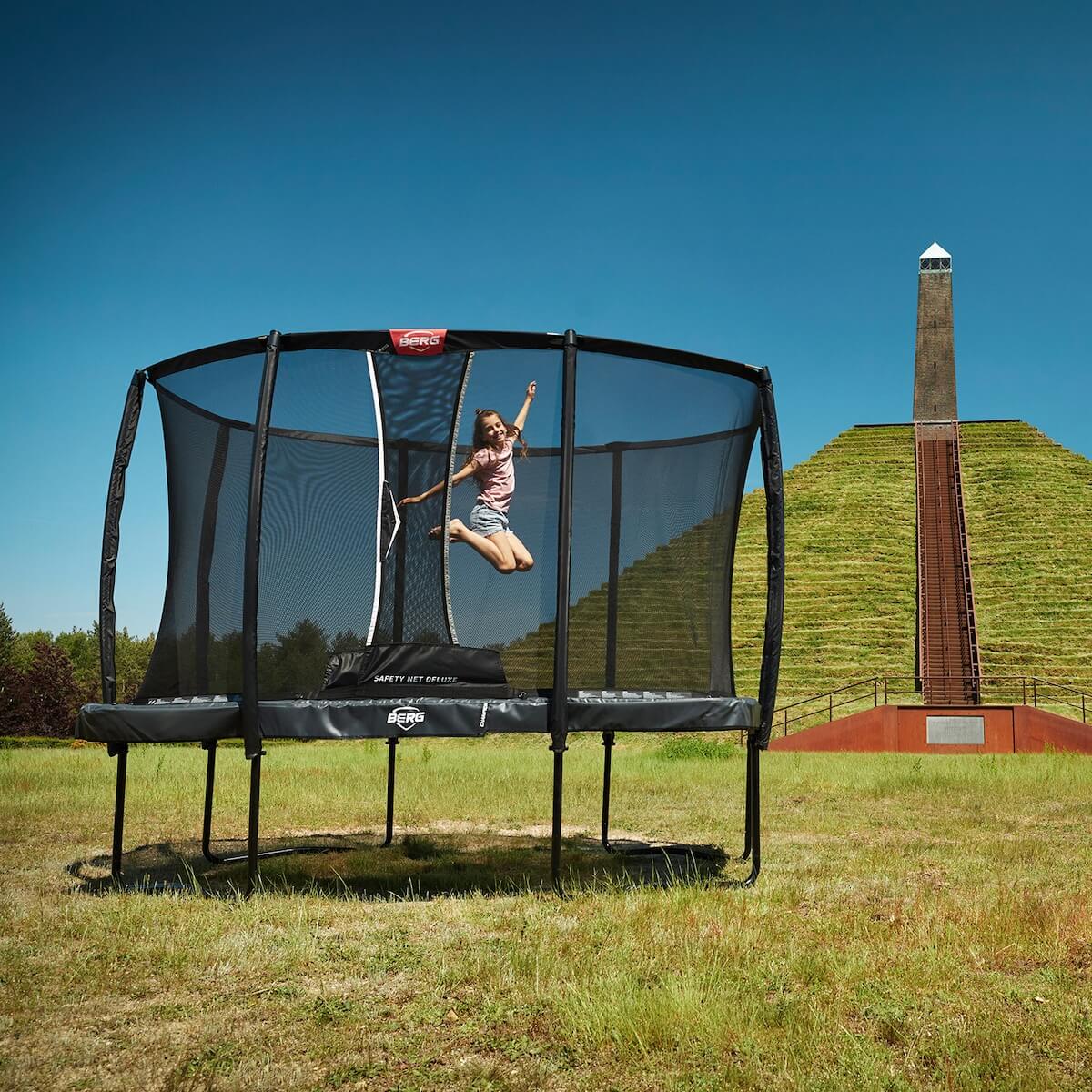 Trampoline Regular 410cm CHAMPION ULTIM + Safety Net DLX XL Berg Grey
