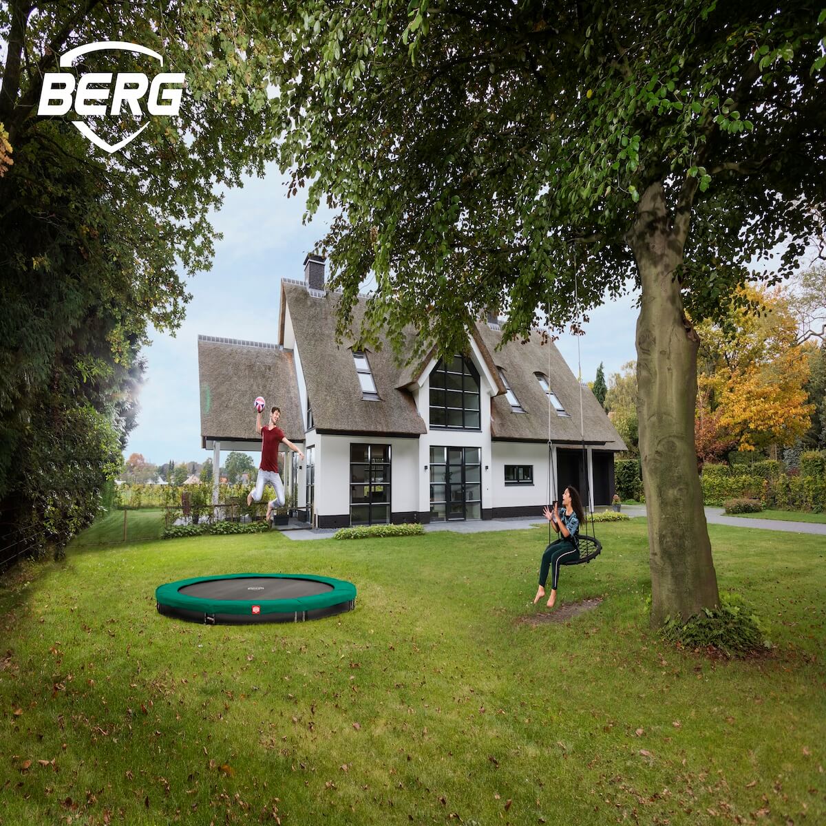 Trampoline Sport 430cm FAVORIT InGround Berg Green